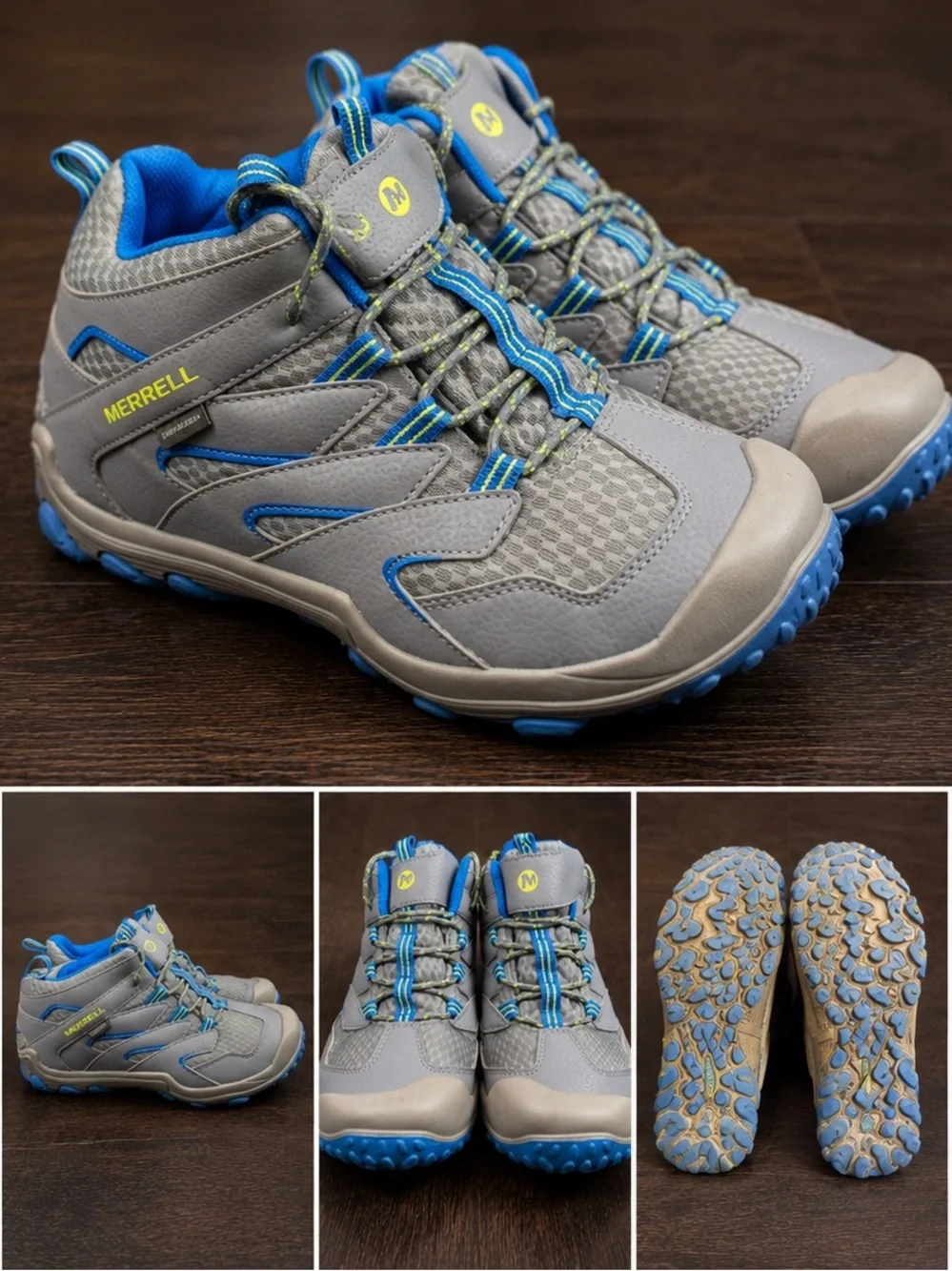 Merrell Waterproof Hiking Shoes Gray Blue Women’s 8 Trail Outdoor